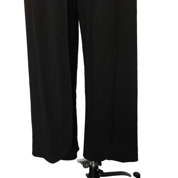 Vintage Y2K Black Velvet Jumpsuit Size 12 L Cold Shoulder Sweetheart Neckline - Picture 6 of 13